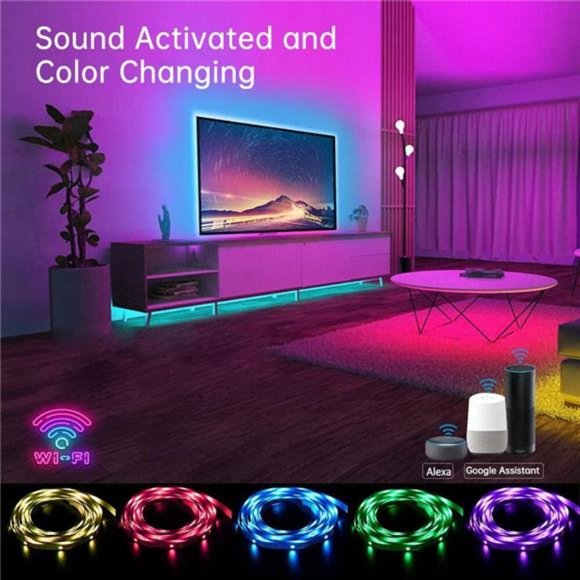 Smart LED Light Strips,50 ft WiFi LED Light,Sound Activated Color Changing - Picture 3 of 6